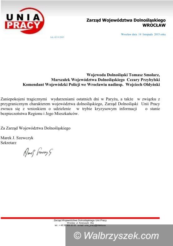 Region: Unia Pracy pyta o bezpieczeństwo regionu