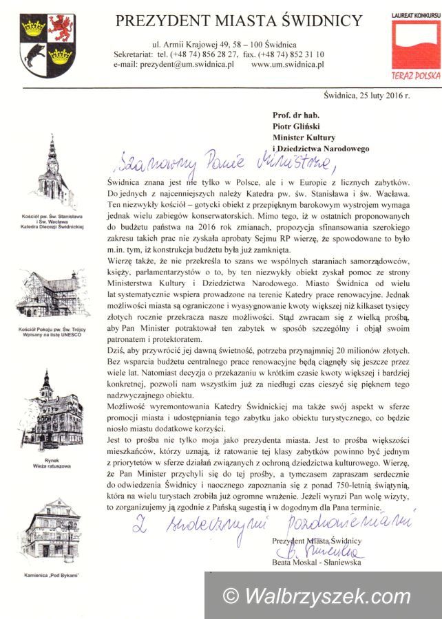 Świdnica: Czy uda się sfinansować remont świdnickiej katedry z budżetu ministerstwa?