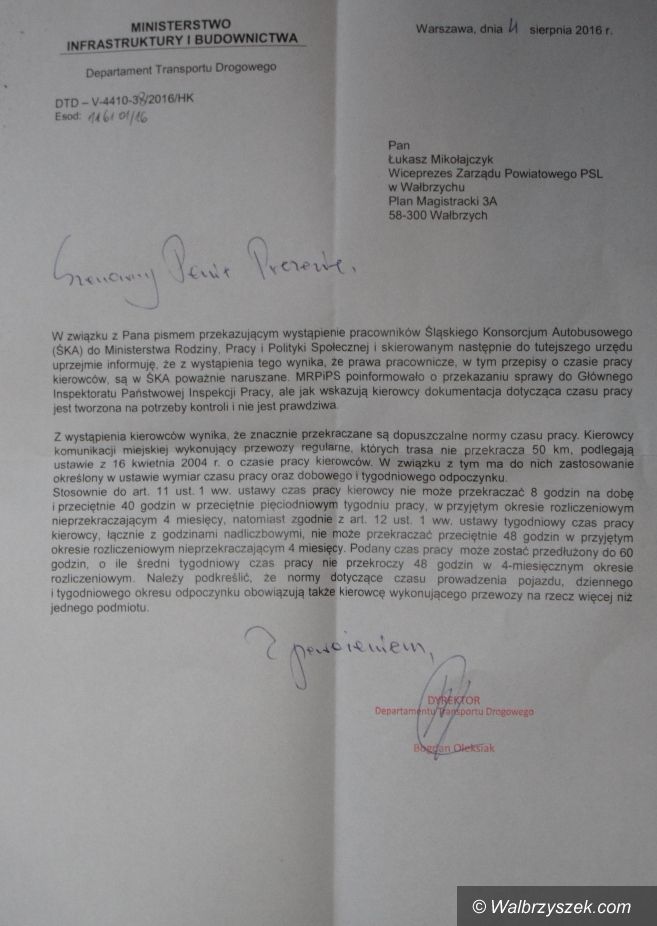 Wałbrzych: PSL interweniuje w Ministerstwie w sprawie kierowców