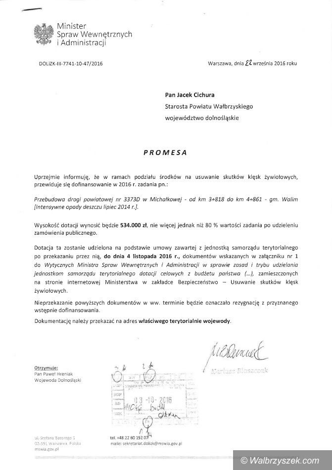 REGION, Michałkowa: Droga w Michałkowej zostanie wyremontowana