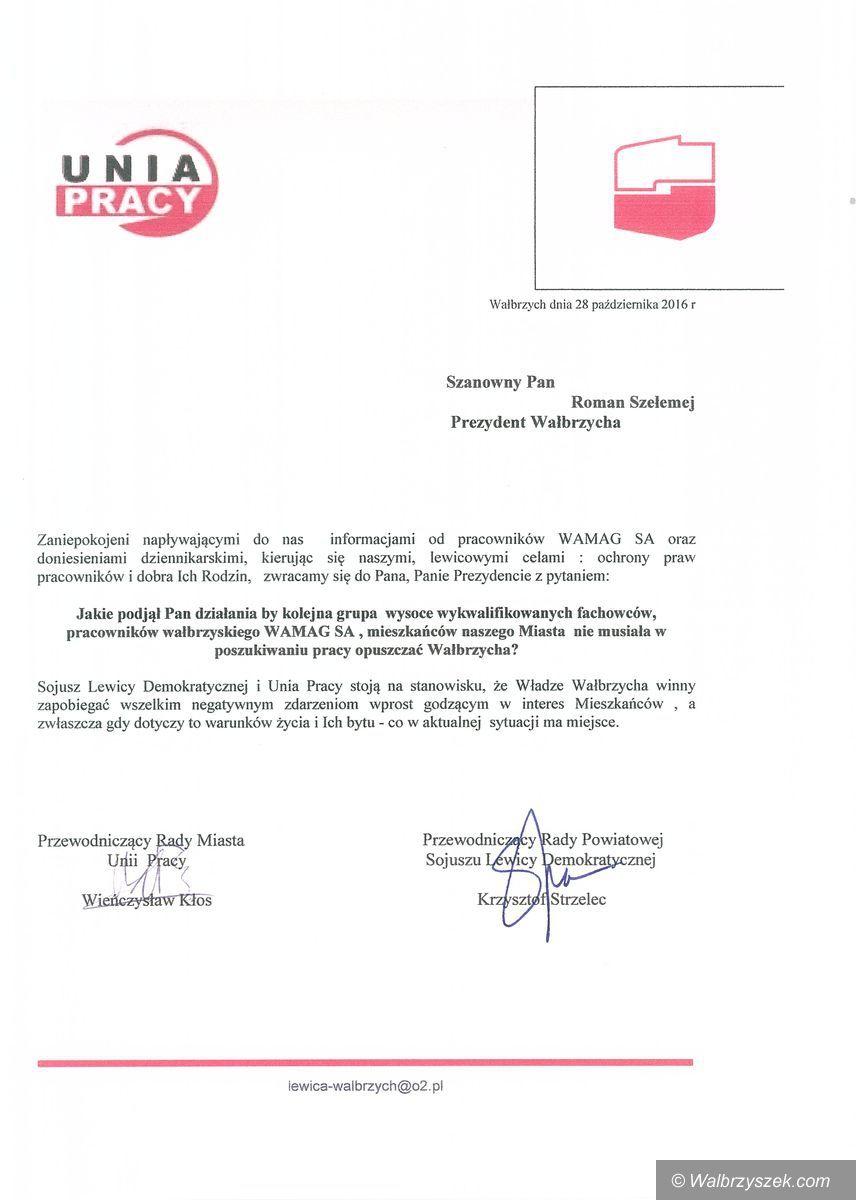 Wałbrzych: SLD i Unia Pracy pytają prezydenta Szełemeja o sytuację WAMAG–u