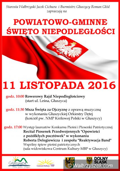 powiat wałbrzyski: Powiatowe obchody Święta Niepodległości odbędą się w tym roku w Głuszycy
