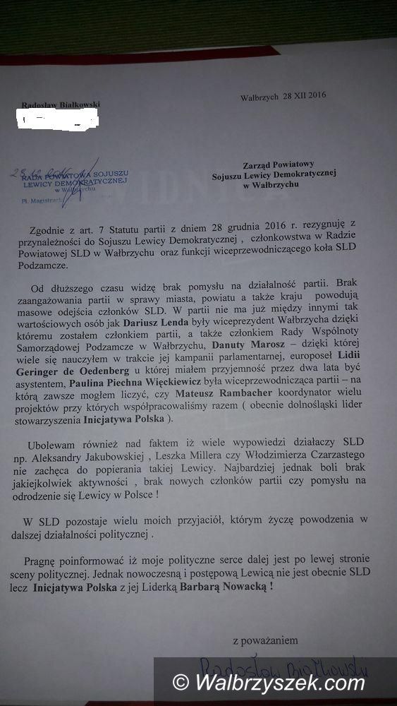 Wałbrzych: Białkowski też opuszcza SLD
