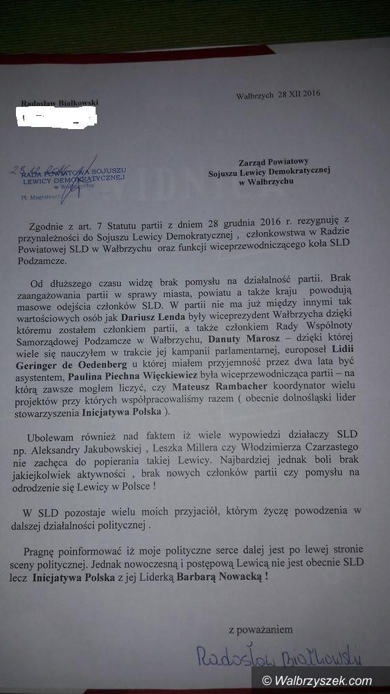Wałbrzych: Białkowski też opuszcza SLD