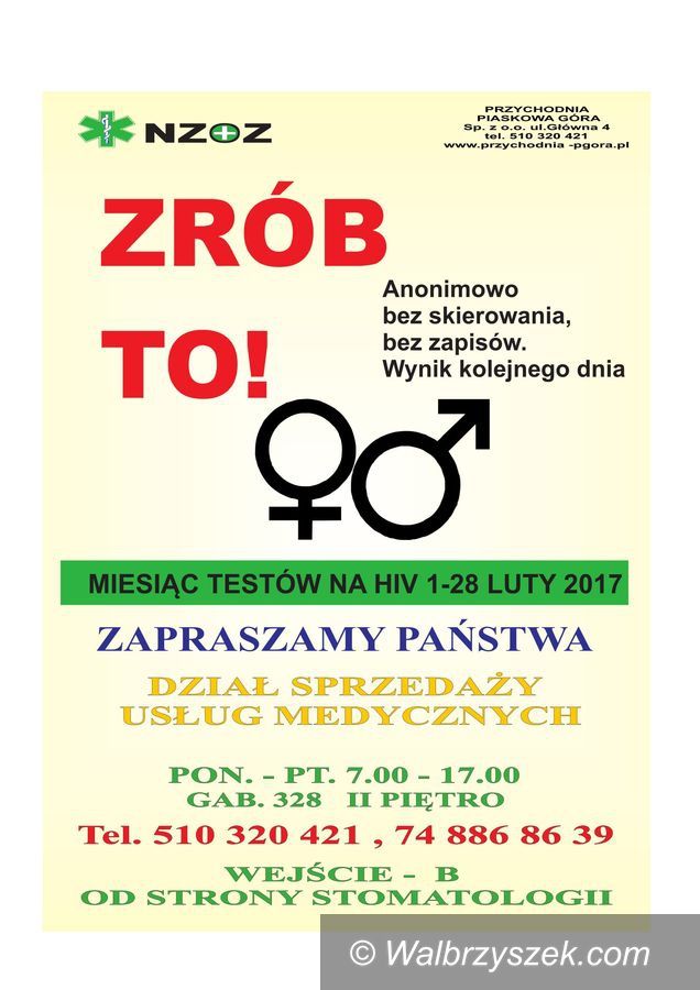 Wałbrzych: Zrób testy na obecność wirusa HIV
