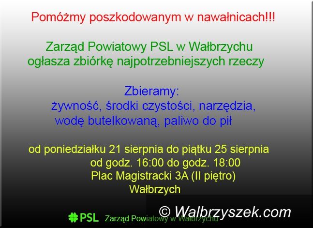 Wałbrzych: Zbiórka dla poszkodowanych w czasie nawałnic