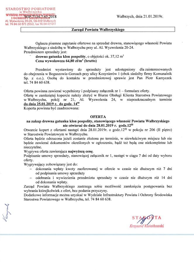 powiat wałbrzyski: Zainteresowane osoby mogą kupić drewno
