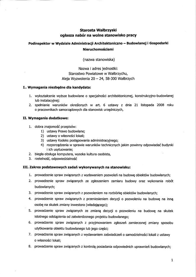 powiat wałbrzyski: Poszukują kandydatów na wolne stanowiska pracy