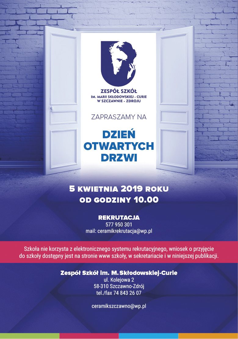 REGION, Szczawno-Zdrój: Jutro Dzień Otwarty w Zespole Szkół im. Marii Skłodowskiej–Curie w Szczawnie–Zdroju