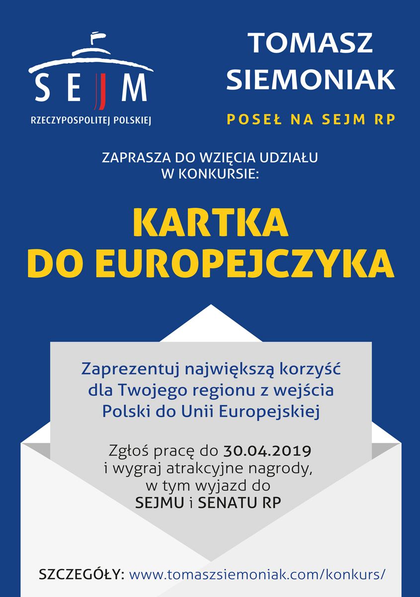 REGION: Weź udział w poselskim konkursie „Kartka do Europejczyka"