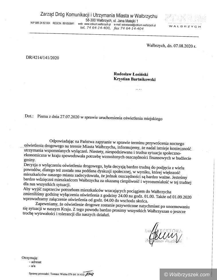Wałbrzych: Nadal bez oświetlenia