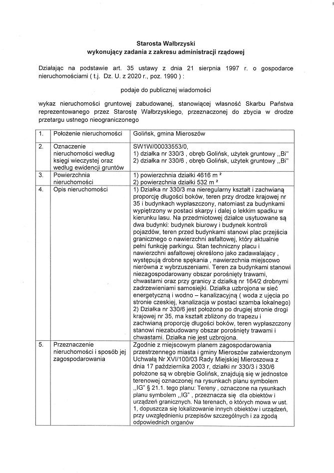 powiat wałbrzyski: Nieruchomość do nabycia