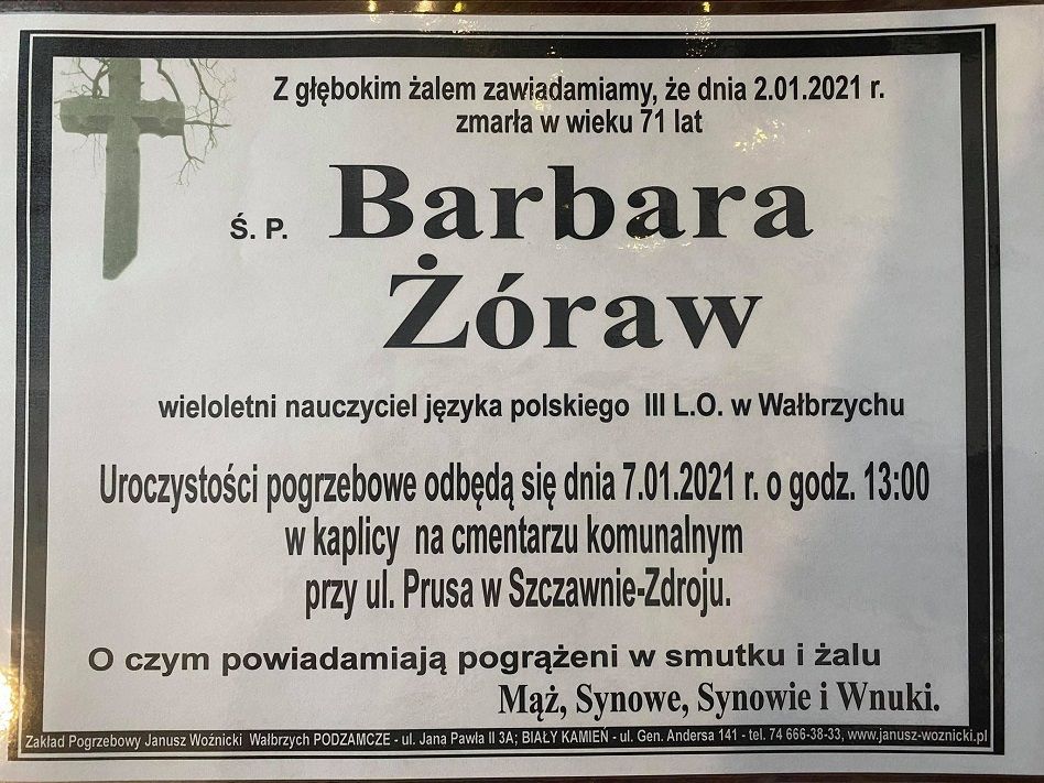 Wałbrzych: Odeszła zasłużona nauczycielka