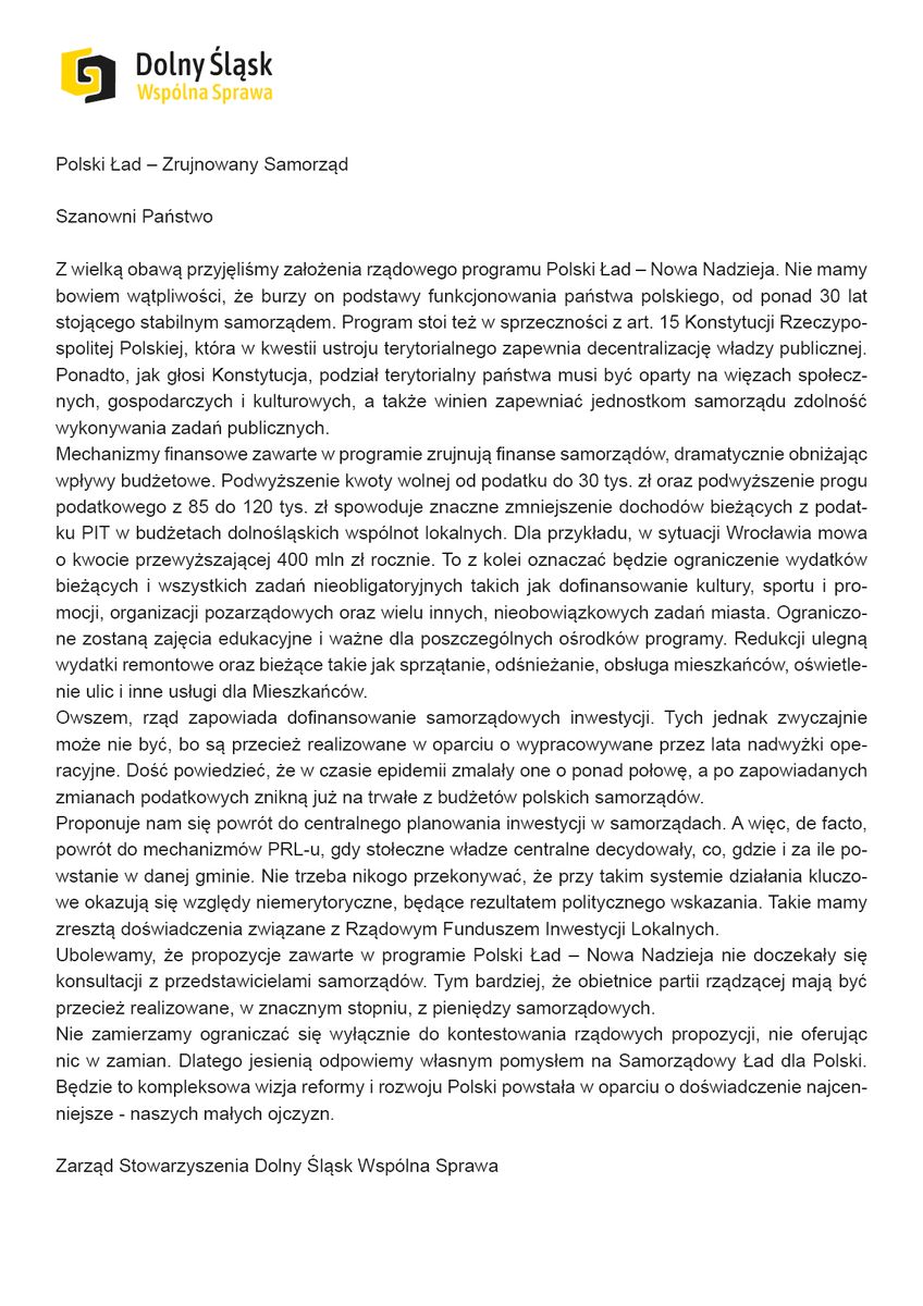 Wałbrzych/Kraj: Krytykują "Polski Ład"