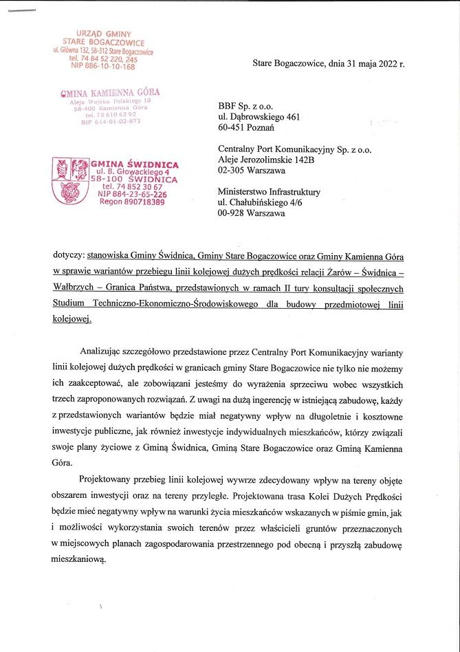 REGION, Stare Bogaczowice: Nie dla 3 wariantów