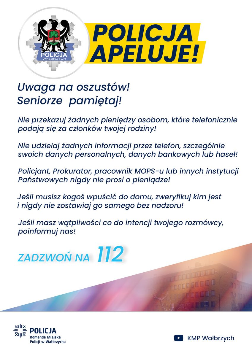 Wałbrzych: Następna seniorka "nabrana"