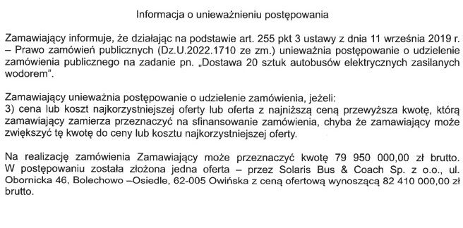 Wałbrzych: Autobusy wodorowe poczekają