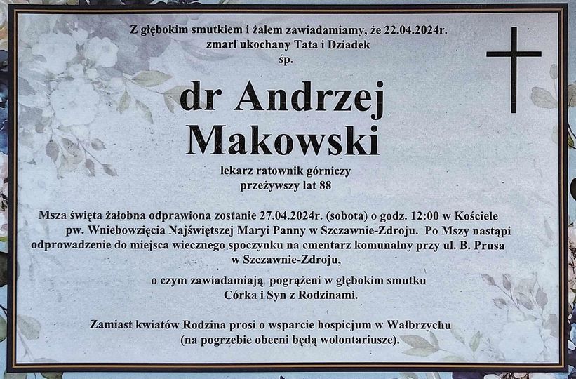 REGION, Szczawno-Zdrój: Zmarł doktor Makowski