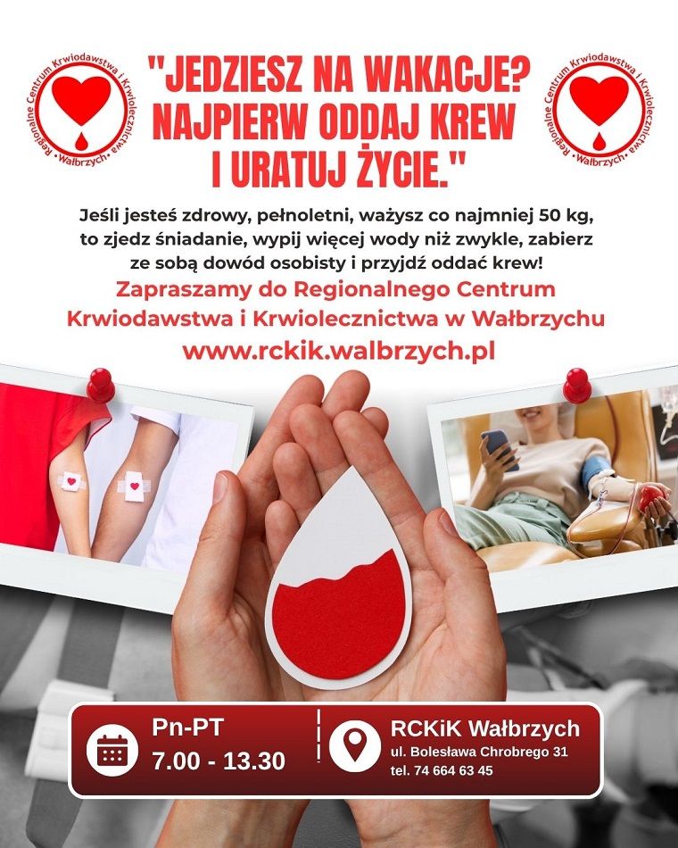 Wałbrzych: Oddaj krew w wakacje