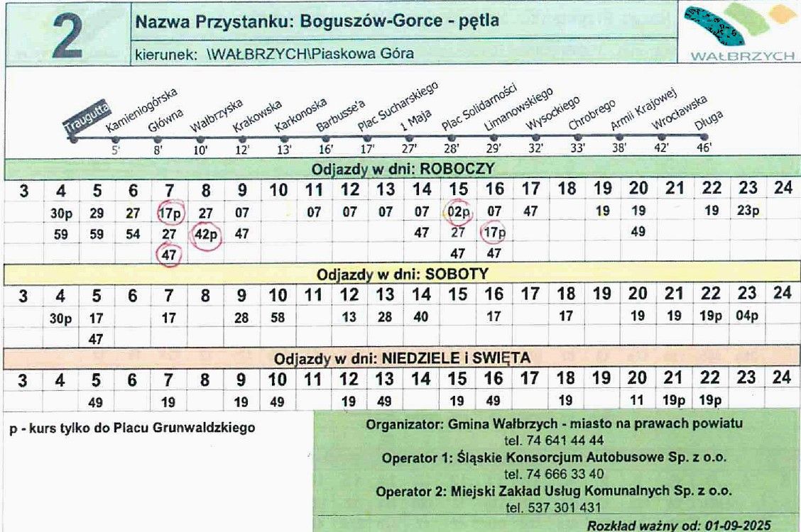 Wałbrzych/Boguszów-Gorce: Więcej "dwójek" do Boguszowa