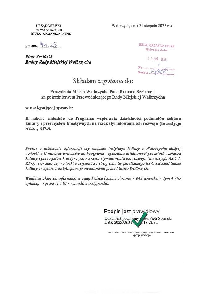 Wałbrzych/Kraj: Radny niepokoi się o przyszłość wałbrzyskiej kultury