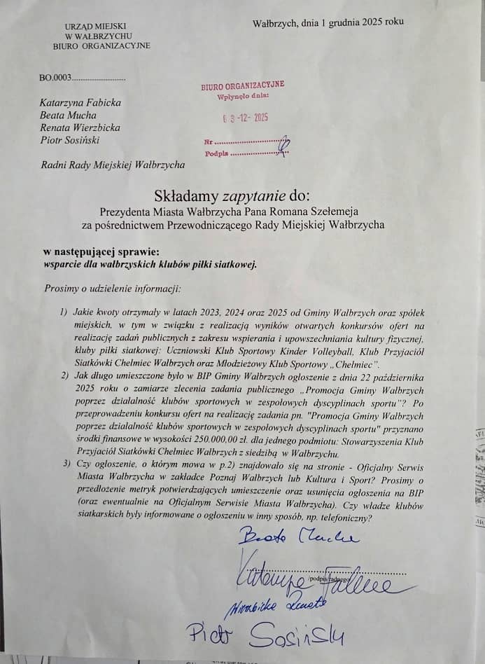 Wałbrzych: Radni pytają Prezydenta