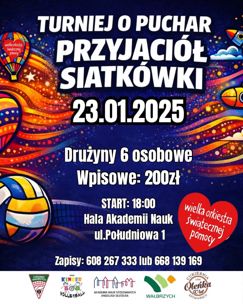 Wałbrzych: Gramy dla WOŚP – Turniej Przyjaciół Siatkówki w Wałbrzychu