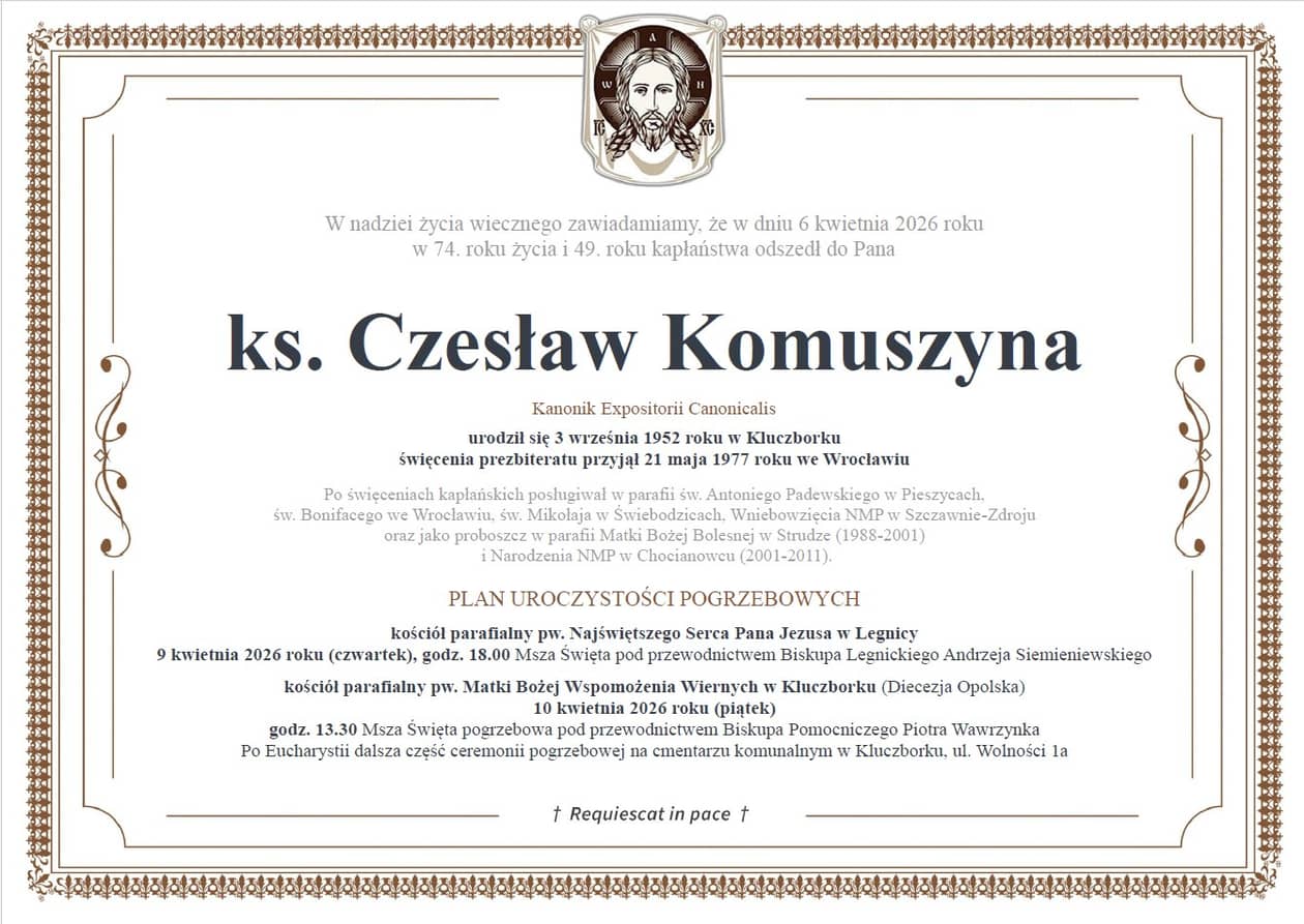 powiat wałbrzyski: Zmarł ksiądz Czesław Komuszyna