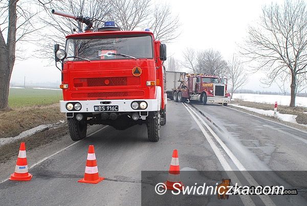 Świdnica/Strzegom: Trasa na Strzegom – dwa tiry w rowach [aktualizacja z godz. 12.45]