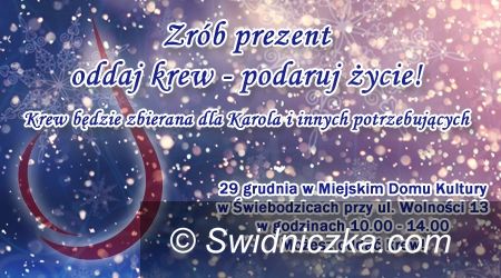 Świebodzice: Dobry uczynek na koniec roku – oddaj krew, aby pomóc uratować Karola