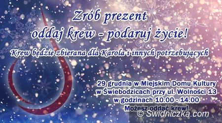 Świebodzice: Dobry uczynek na koniec roku – oddaj krew, aby pomóc uratować Karola