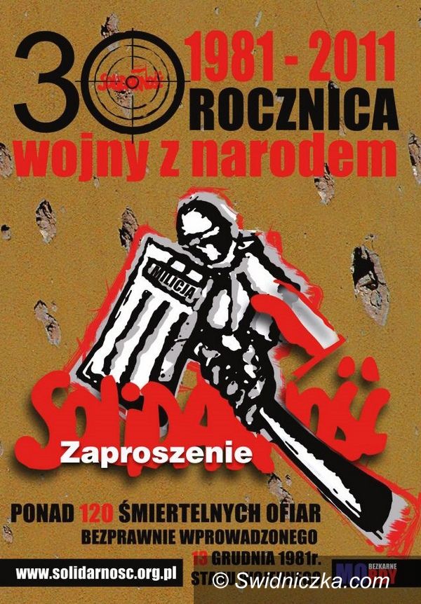 Świdnica: Już jutro 13 grudnia. Obchody rocznicy stanu wojennego w Świdnicy