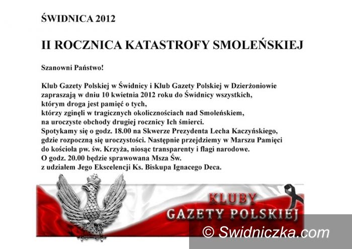 Świdnica: Obchody rocznicy smoleńskiej  w Świdnicy
