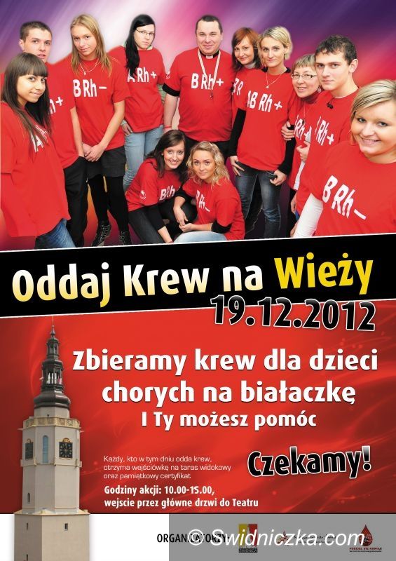 Świdnica: Zbiórka krwi na Wieży Ratuszowej