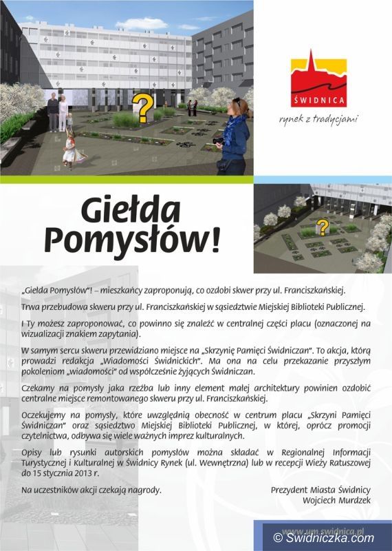 Świdnica: Ruszyła „Giełda Pomysłów” na plac przy ul. Franciszkańskiej