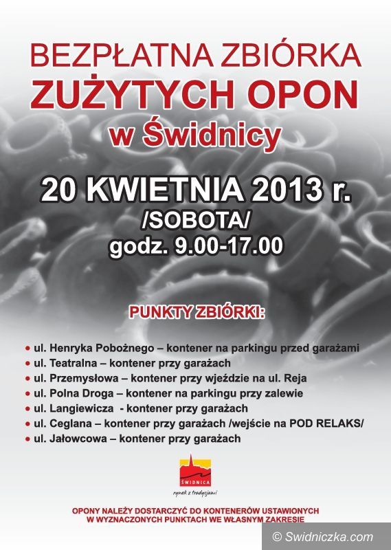 Świdnica: 20 kwietnia zbiórka zużytych opon