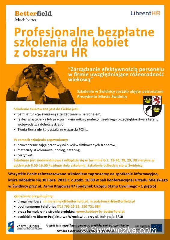 Świdnica: Profesjonalne bezpłatne szkolenia dla kobiet z obszaru HR