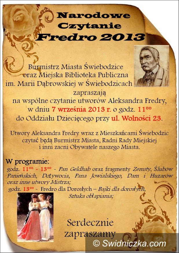 Świebodzice: Świebodzice czytają Fredrę