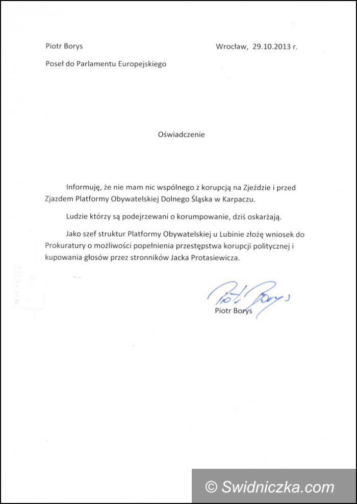 Kraj: Piotr Borys odcina się od korupcji