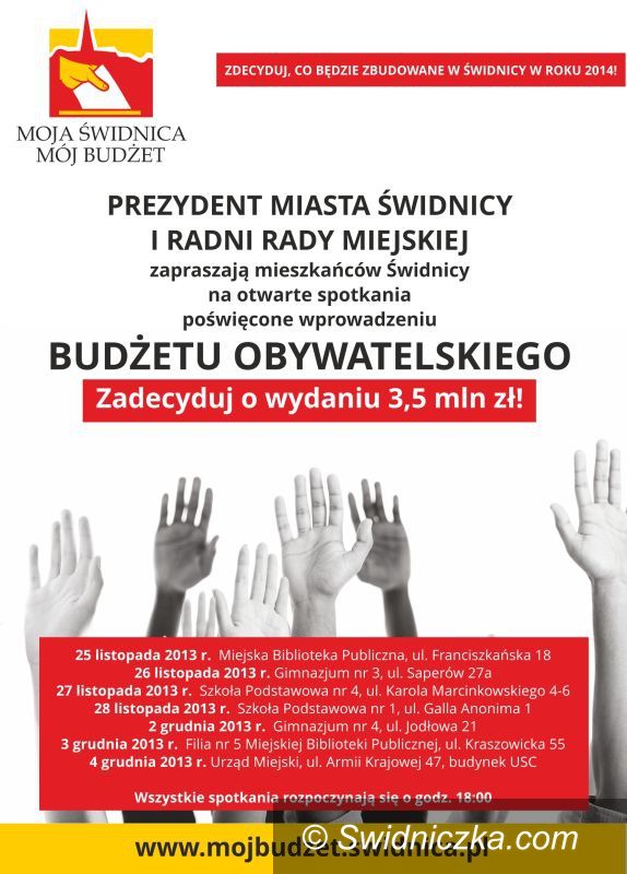 Świdnica: Moja Świdnica. Mój budżet – akcja nabiera tempa, będą spotkania  z mieszkańcami