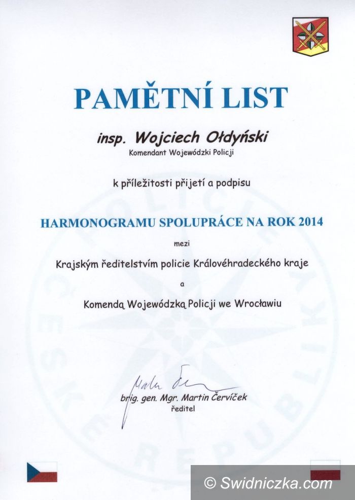 Dolny Śląsk: Podpisanie harmonogramów polsko – czeskiej współpracy policyjnej