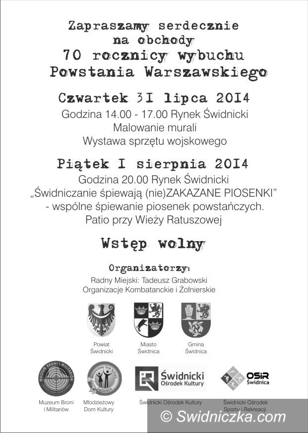 Świdnica: 70. rocznica wybuchu Powstania Warszawskiego