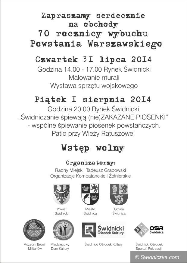 Świdnica: 70. rocznica wybuchu Powstania Warszawskiego