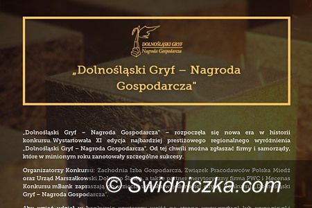 Dolny Śląsk: Powalcz o wygraną w konkursie „Dolnośląski Gryf – Nagroda Gospodarcza”