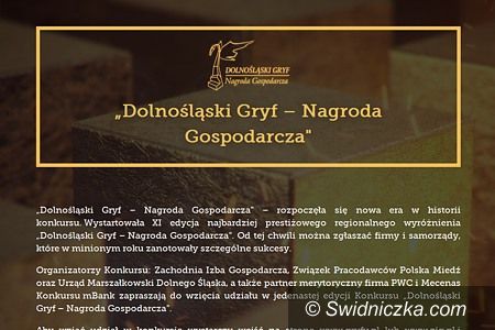 Dolny Śląsk: Powalcz o wygraną w konkursie „Dolnośląski Gryf – Nagroda Gospodarcza”