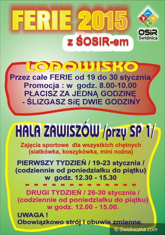 Świdnica: Ferie 2015 z ŚOSIR–em