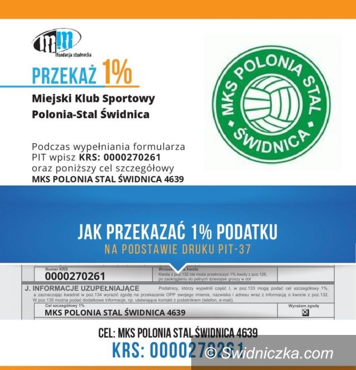 Świdnica: 1 procent podatku dla Miejskiego Klubu Sportowego Polonia–Stal Świdnica