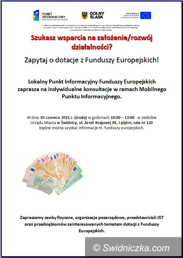 Świdnica: Bezpłatne konsultacje w zakresie wsparcia z funduszy europejskich