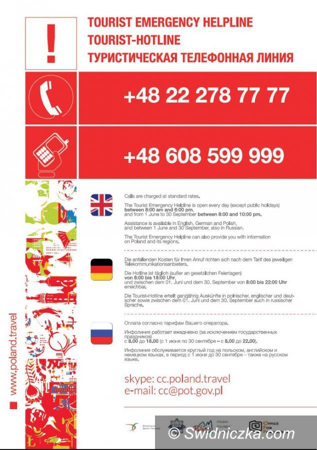 Kraj: Telefon bezpieczeństwa dla zagranicznych turystów