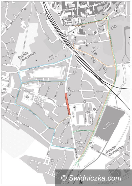 Świdnica: Ulica Wałbrzyska zamknięta